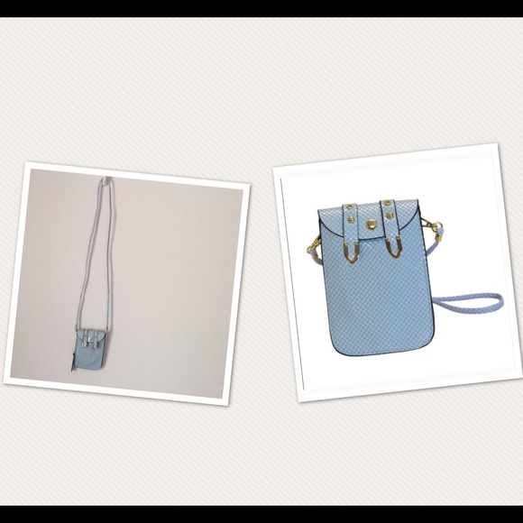 Pale Blue Leather Phone Crossbody Bag - Picture 7 of 8